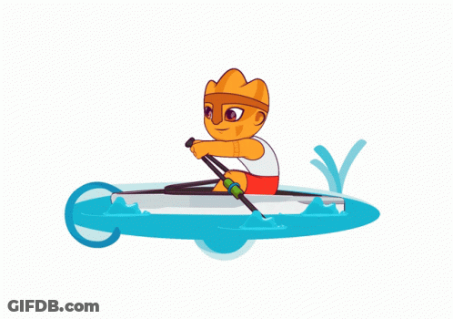 A Cartoon Illustration Of A Man In A Boat GIF