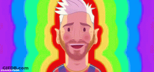 A Cartoon Illustration Of A Man With A Rainbow Background And The Hashtag #Danleydom GIF