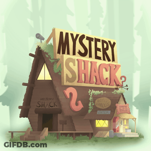 A Cartoon Illustration Of A Mystery Shack GIF