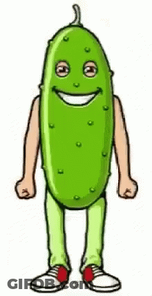 A Cartoon Illustration Of A Pickle With Arms And Legs . GIF