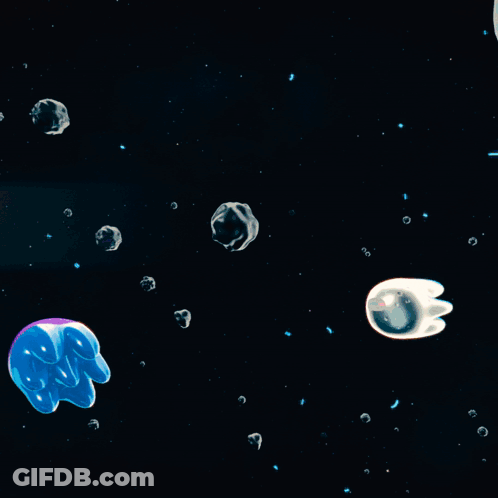A Cartoon Illustration Of A Planet Being Destroyed By A Asteroid GIF