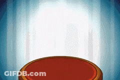 A Cartoon Illustration Of A Podium With A Red Cushion And A Blue Background . GIF