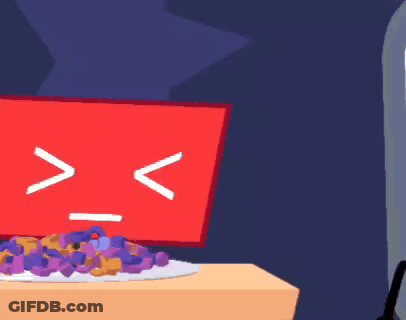 A Cartoon Illustration Of A Red Box With A Face On It GIF