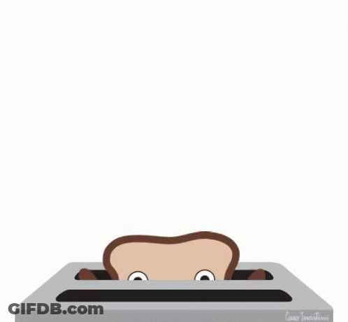 A Cartoon Illustration Of A Slice Of Toast Says Hi GIF