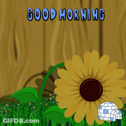 A Cartoon Illustration Of A Sunflower With The Words Good Morning Written Above It GIF
