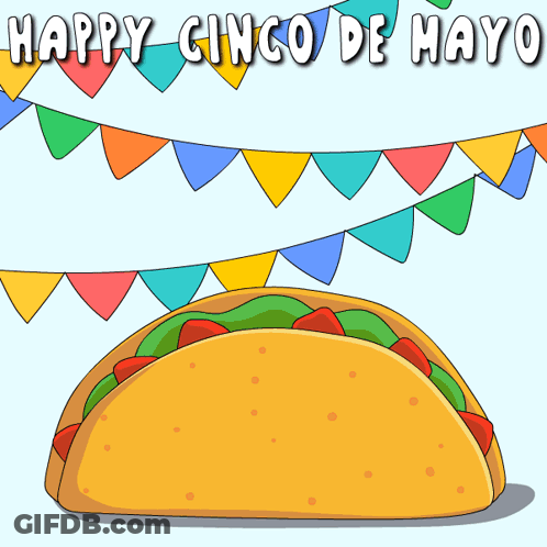 A Cartoon Illustration Of A Taco Wearing A Sombrero And Holding A Guitar GIF