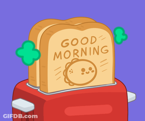 A Cartoon Illustration Of A Toaster That Says Good Morning GIF