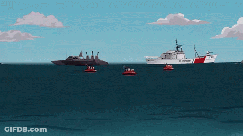 A Cartoon Illustration Of A U.s. Coast Guard Ship GIF