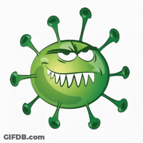 A Cartoon Illustration Of A Virus With A Very Angry Face GIF