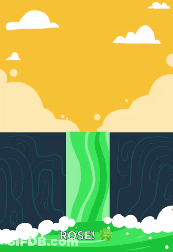 A Cartoon Illustration Of A Waterfall With The Word Rose In The Corner GIF