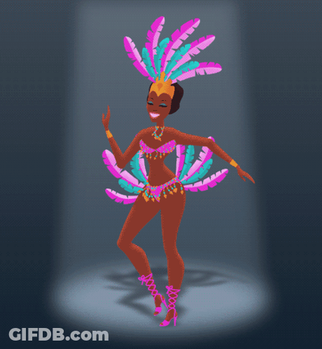 A Cartoon Illustration Of A Woman In A Colorful Costume GIF