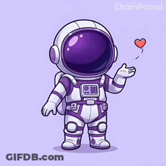 A Cartoon Illustration Of An Astronaut In A Purple Suit Holding A Pink Heart . GIF