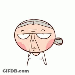 A Cartoon Illustration Of An Elderly Woman With Gray Hair And Flowers Around Her . GIF
