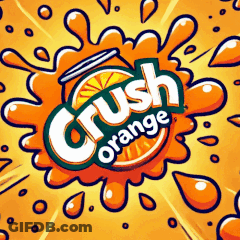 A Cartoon Illustration Of Crush Orange With A Splash GIF