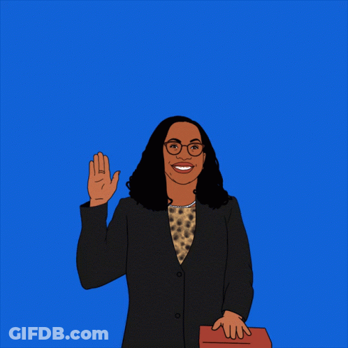 A Cartoon Illustration Of Jueza Ketani Brown Jackson On A Blue Background GIF