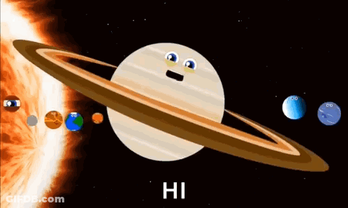 Cartoon Saturn With Face GIF