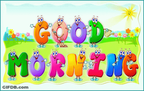 A Cartoon Illustration Of The Word Morning GIF