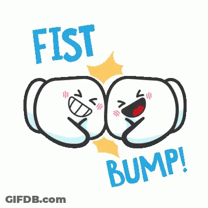 A Cartoon Illustration Of Two Boxing Gloves With The Words Fist Bump . GIF