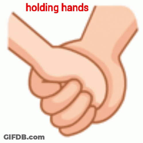 A Cartoon Illustration Of Two Hands Holding Each Other With The Words Holding Hands Below Them GIF