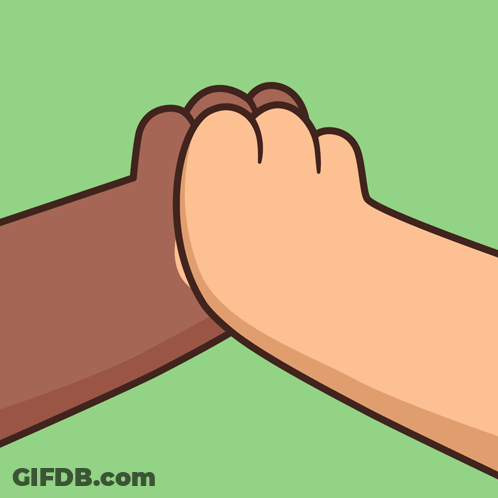 A Cartoon Illustration Of Two People Giving Each Other A High Five GIF