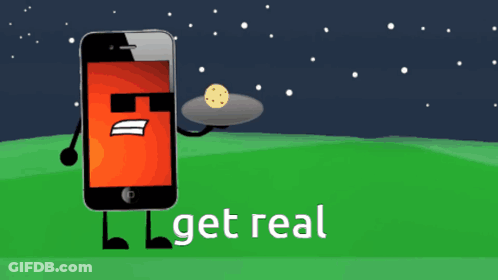 A Cartoon Illustration Of Two Phones With The Words Get Real Written Below Them GIF