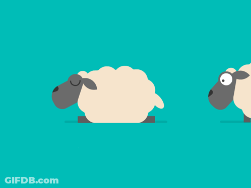A Cartoon Illustration Of Two Sheep Standing Next To Each Other GIF