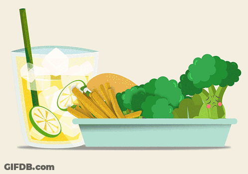 A Cartoon Illustration Of Vegetables And A Drink That Says Eat Your Vegetables Day GIF