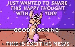 A Cartoon Kangaroo Is Sitting On A Wooden Floor And Says Just Wanted To Share This Happy Thought With You ! GIF
