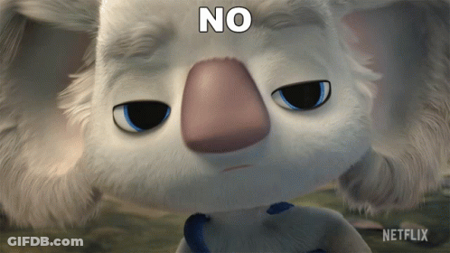 A Cartoon Koala Bear Says No With A Netflix Logo In The Corner GIF