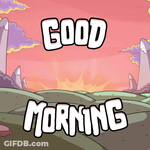 A Cartoon Landscape With The Words Good Morning Written On It GIF