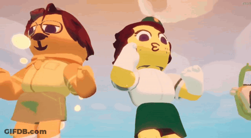 A Cartoon Lion And A Cartoon Girl Are Dancing Together GIF
