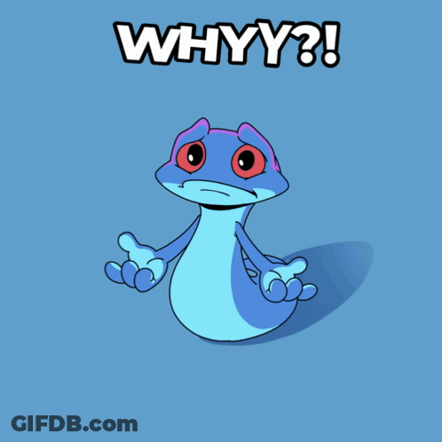 A Cartoon Lizard Is Asking The Question Why GIF