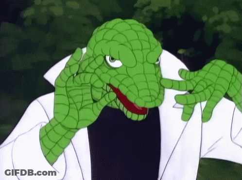 A Cartoon Lizard Is Wearing A White Coat And Making A Face . GIF