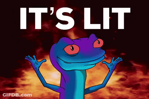 Cartoon Lizard With Red Eyes It's Lit GIF