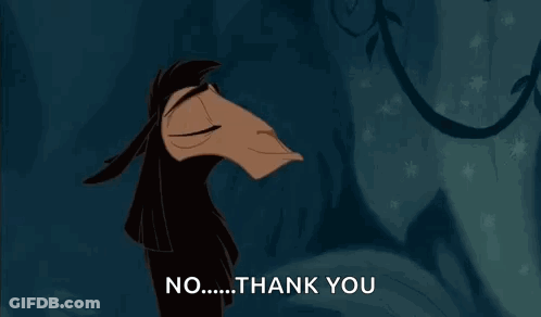 A Cartoon Llama From The Emperor 'S New Groove Is Saying No ... Thank You . GIF
