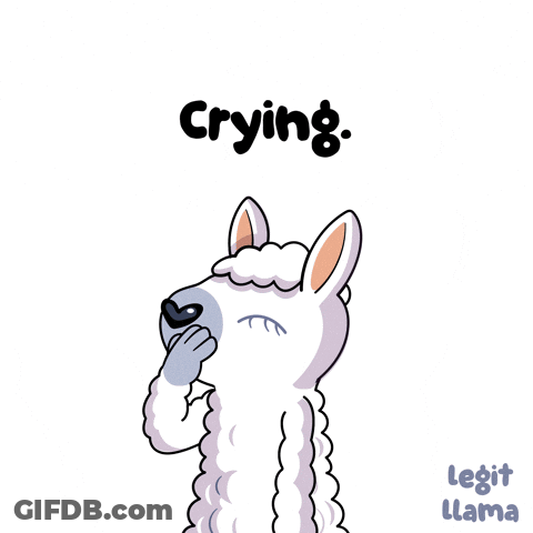 A Cartoon Llama Is Crying And Covering Its Face GIF