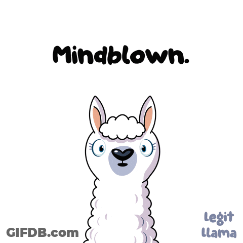 A Cartoon Llama With A Surprised Expression And The Words Mindblown Below It GIF