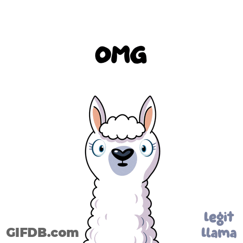 A Cartoon Llama With A Surprised Look On Its Face And The Word Omg Below It GIF