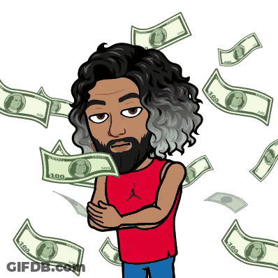 A Cartoon Man Holding A 100 Dollar Bill GIF