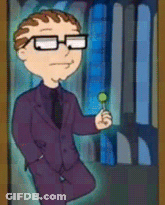 Cartoon Man In Suit Holding Green Lollipop GIF