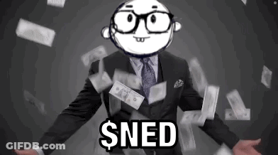 A Cartoon Man In A Suit And Tie Is Surrounded By Money . GIF