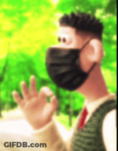 A Cartoon Man Wearing A Black Face Mask Giving The Ok Sign GIF