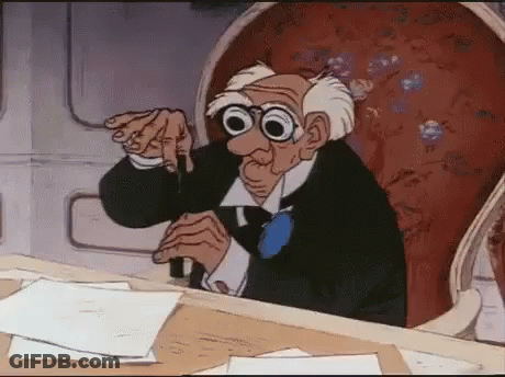 A Cartoon Man Wearing Glasses Is Sitting At A Desk With Papers On It . GIF