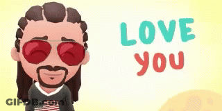 A Cartoon Man Wearing Sunglasses And A Shirt That Says `` Love You '' GIF