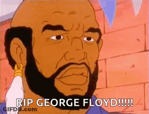 A Cartoon Man With A Beard Says Rip George Floyd !!! GIF