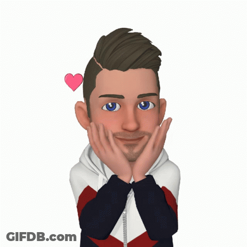 A Cartoon Man With A Heart On His Head Holds His Hands To His Face GIF