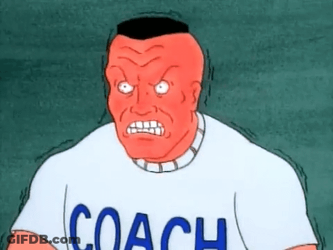 A Cartoon Man With A Red Face Is Wearing A Coach Shirt And Making A Funny Face . GIF