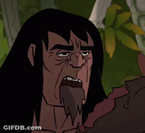 A Cartoon Man With Long Hair And A Beard Is Smiling GIF