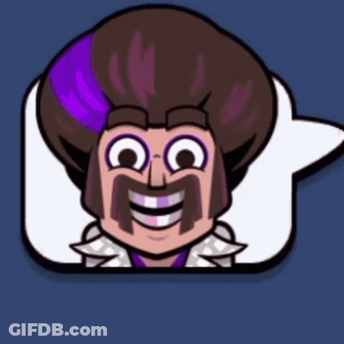 Cartoon Man With Purple Hair And Mustache Smiling GIF