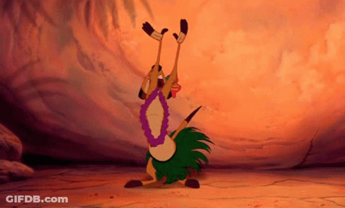 A Cartoon Meerkat Is Wearing A Hula Skirt And A Lei . GIF